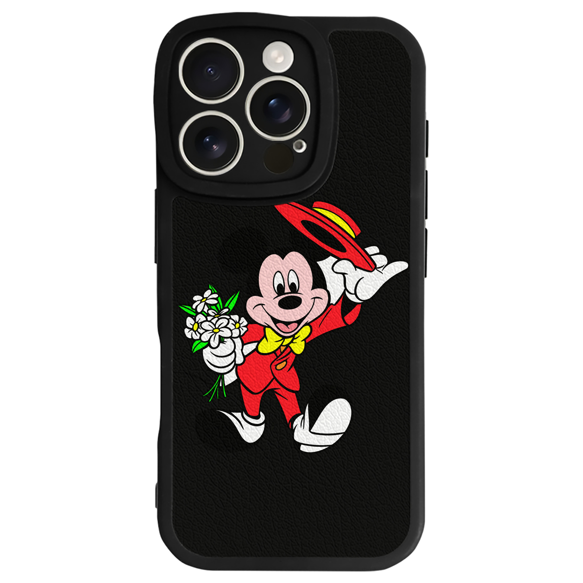 （画像用） ミッキーマウス Mickey Mouse 【iPhone 16シリーズ対応】シリコンスマホケース（レザー調） 材質：シリコン